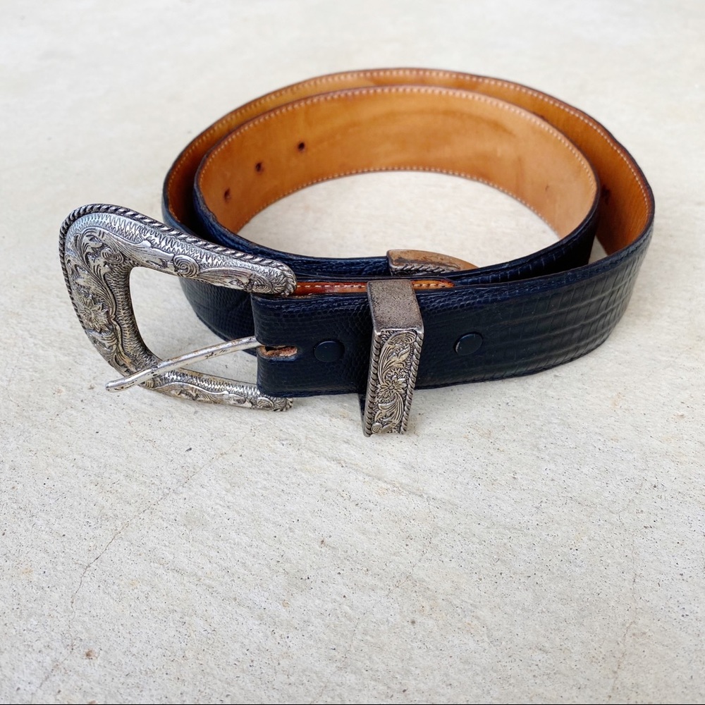 Silver Creek Collection Black Genuine Leather Belt